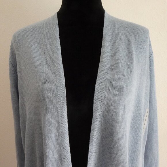 Polo Ralph Lauren Duster Cardigan Women's Size S Blue Linen Long Open Front - Picture 5 of 13